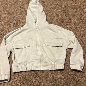 Cropped white hoodie